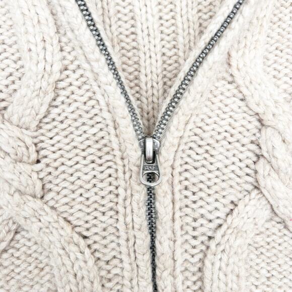 Abercrombie Cream Cable Knit Full Zip Sweater Sz S - Picture 3 of 4